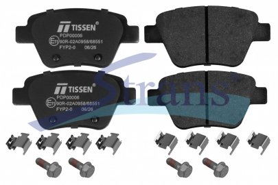 Колодки гальмівні AUDI A1/A3, SEAT ALTEA/LEON, SKODA OCTAVIA/SUPERB, VW BEETLE/CADDY/GOLF/JETTA/PASSAT/TOURAN зад. PDP00006 — TISSEN — 26KP0008P TS