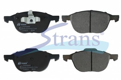 Колодки гальмівні FORD C-MAX/FIESTA/FOCUS/KUGA/TRANSIT, MAZDA 3/5, VOLVO C30/C70/S40/V40/V50 156.4*67.2*18MM перед. (без датчика зносу) PDP00009 — TISSEN — 26KP0011P TS